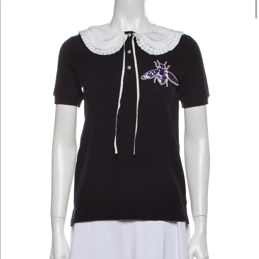 Gucci Bee Applique Large Collar T-Shirt